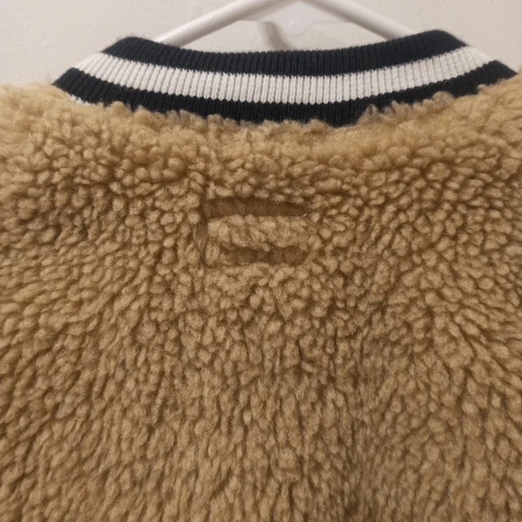 MOTHER Beige Teddy Letterman Snap women's Bomber Jacket in More Than a Feeling - Picture 9 of 16